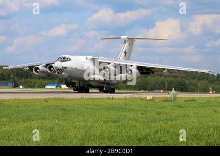 Ilyushin IL-78 tanker of the Russian Air Force landing. Stock Photo