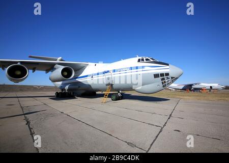 IL-76MD military transport aircraft of the Russian Air Force. Stock Photo
