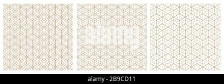 Seamless geometric pattern based on traditional Japanese style kumiko.A set of three patterns. Stock Vector