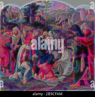 Raising of Lazarus, Christ stands among a group of people at the grave ...