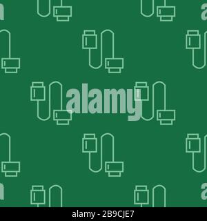 Connecting cable. Abstract seamless background - green color Stock Vector