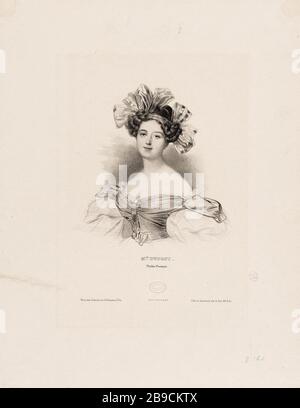 Actresses of the main theaters of Paris: portrait of Miss Smith (1794-1864), French Theater Achille Devéria (1800-1857), Rose Joseph Lemercier (1803-1887). Actrices des principaux Théâtres de Paris : portrait de Mademoiselle Dupont (1794-1864), Théâtre français. Lithographie sur papier. Paris, musée Carnavalet. Stock Photo