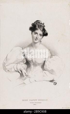 Actresses of the main theaters of Paris: portrait of Miss Fanny Kemble (1809-1893), dramatic artist Achille Devéria (1800-1857), Rose Joseph Lemercier (1803-1887). Actrices des principaux Théâtres de Paris : portrait de Miss Fanny Kemble (1809-1893), artiste dramatique. Lithographie sur papier. Paris, musée Carnavalet. Stock Photo