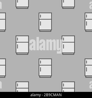 Grey Refrigerator icon isolated seamless pattern on grey background. Fridge freezer refrigerator. Household tech and appliances. Vector Illustration Stock Vector