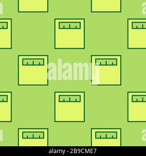 Green line Scales icon - seamless pattern on green background. Weight measure equipment. Vector Illustration Stock Vector