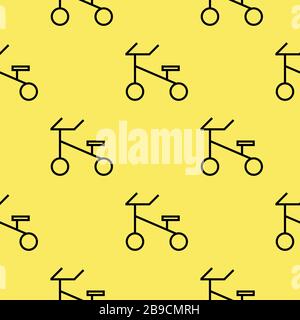 Seamless background pattern with road bikes. black bicycles on yellow background. Vector. Stock Vector