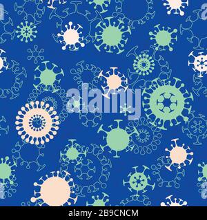 Corona Virus Symbol Green and Blue Vector Pattern Stock Vector