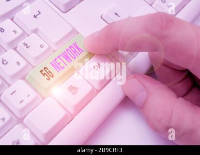 Handwriting text writing 5G Network. Conceptual photo greatly increase the speed and responsiveness of wireless network Stock Photo