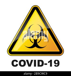 Triangular biohazard sign isolated. Biohazard coronavirus sign. No covid-19 sign. Vector illustration. Stock Vector