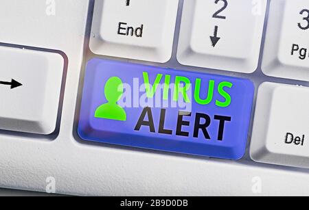 Word writing text Virus Alert. Business photo showcasing message warning of a nonexistent computer virus threat Stock Photo