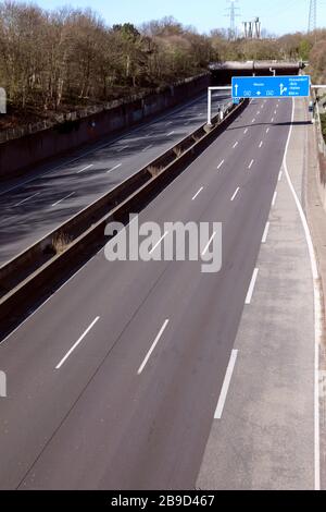 Measures against corona virus result in unusually empty highways Stock Photo