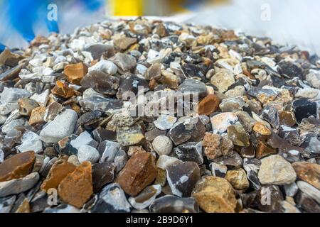 Abstract background with decorative floor pattern of gravel stones, Gravel texture. closeup Stock Photo