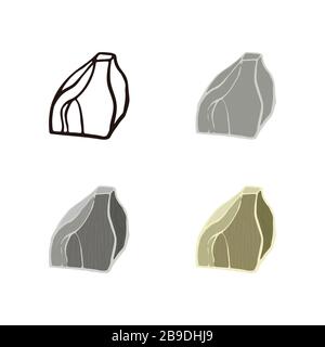 Granite stone set. Outline sketch, flat style and realistic. Vector illustration. Stock Vector