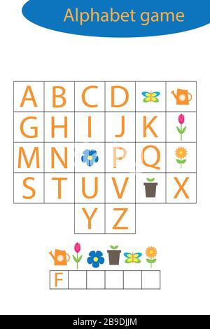 Spring alphabet game for children, make a word, preschool worksheet ...