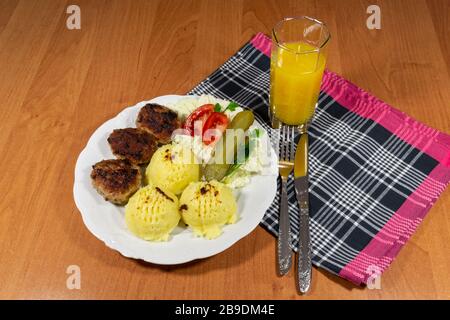Mince cutlets as a main course for dinner. Stock Photo