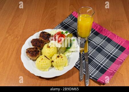 Mince cutlets as a main course for dinner. Stock Photo