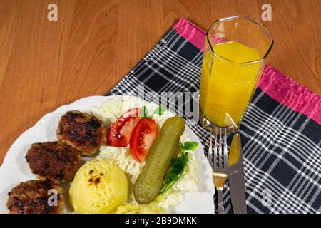 Mince cutlets as a main course for dinner. Stock Photo