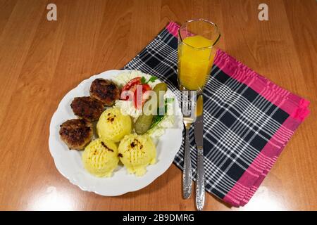 Mince cutlets as a main course for dinner. Stock Photo