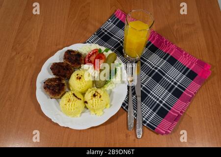 Mince cutlets as a main course for dinner. Stock Photo