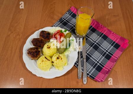 Mince cutlets as a main course for dinner. Stock Photo