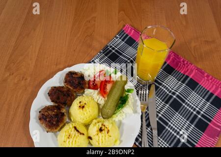 Mince cutlets as a main course for dinner. Stock Photo