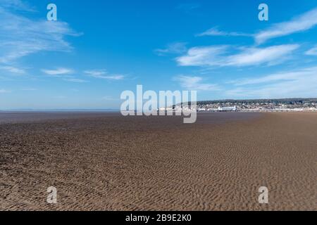 Empty beach at Weston Super Mare Stock Photo