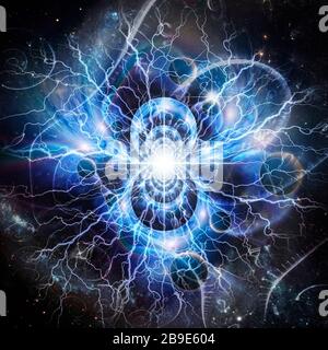 Space fractal of supernova and time spirals. Stock Photo