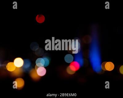 Defocused bokeh color lights abstract background. Colorful dots defocused background. Stock Photo