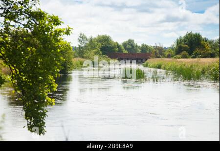 The River Avon near Churchill Garden's Salisbury England. Stock Photo