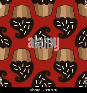 Cream choco cake seamless pattern Stock Vector
