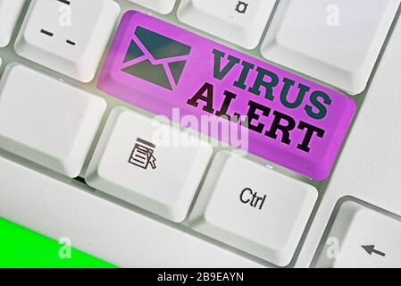 Word writing text Virus Alert. Business photo showcasing message warning of a nonexistent computer virus threat Stock Photo