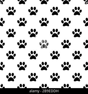 Cute cartoon monochrome dog paw print lineart vector clipart. Wildlife ...