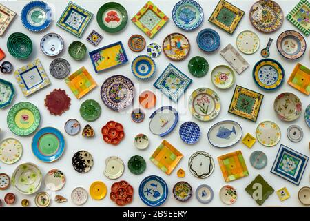 Decorative plates on the wall Stock Photo