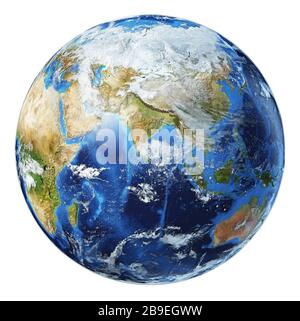 3D illustration of planet Earth, centered on Asia. Stock Photo
