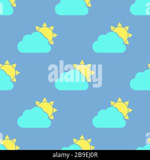 Cloud and sun seamless pattern Stock Vector