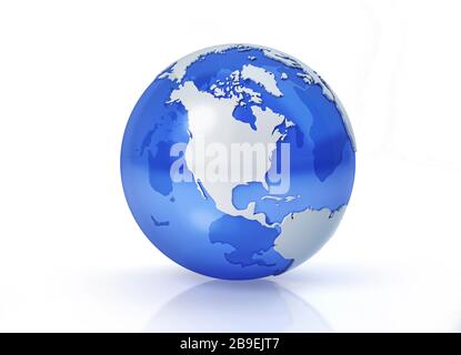 Stylized Earth globe, North America view with grey continents. Stock Photo