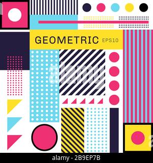 Abstract trendy colorful geometric flat pattern element on white background. Vector illustration Stock Vector