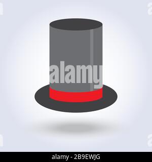 black top hat red ribbon white 