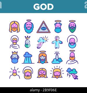 God Christian Religion Collection Icons Set Vector Stock Vector