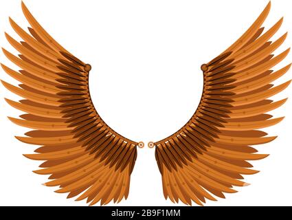 Mechanical wings in steampunk style. Vector illustration isolated on a white background. Stock Vector