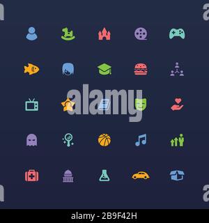 category icons ui design app vector Isolated image Stock Vector