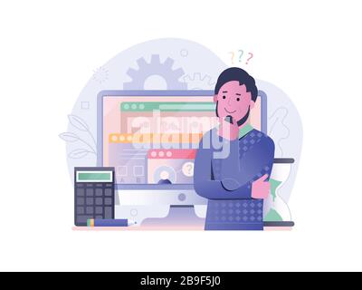 Personal Ability Test Concept with Young Employee Stock Vector