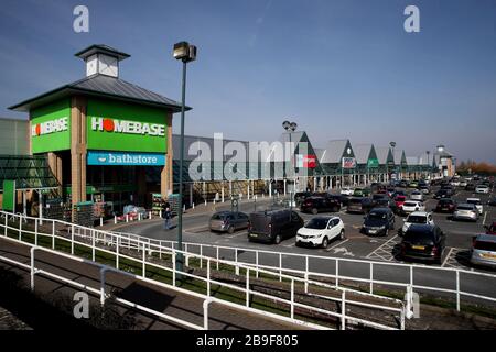 A view of a Homebase store at Wrekin Retail Park in Telford, the day after Prime Minister Boris Johnson put the UK in lockdown to help curb the spread of the coronavirus. Stock Photo