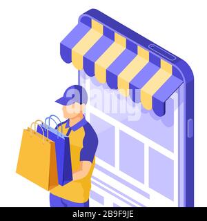 Isometric Online Internet Shopping Stock Vector