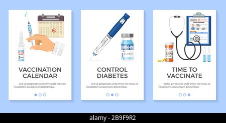 Vaccination Diabetes Banners Stock Vector