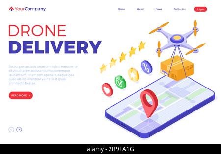 Drone delivery online order package Stock Vector