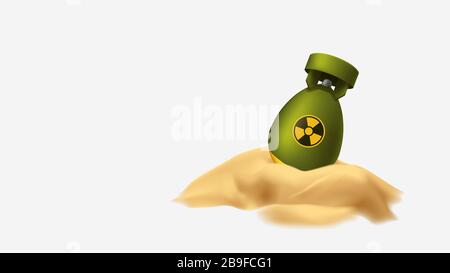 nuclear bomb in sand hill Stock Vector