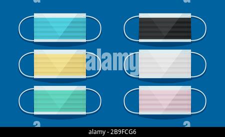 cartoon masks set front view Stock Vector