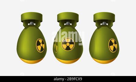 three nuclear bombs on white Stock Vector