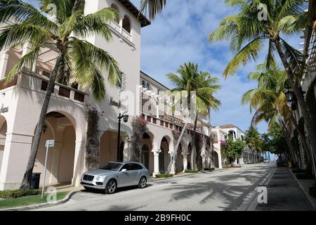 PALM BEACH, FL - MARCH 23: A general view as Worth Avenue looks like a ghost town as all the designer stores have been closed due to the Coronavirus (COVID-19) pandemic on March 23, 2020 in Palm Beach Florida. Credit: mpi04/MediaPunch Stock Photo